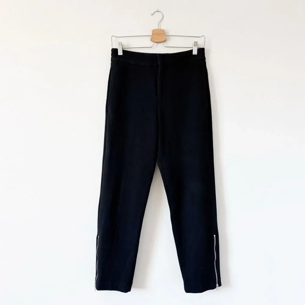 All Saints Agden Black Wool Blend Zip Ankle Pants Size 28